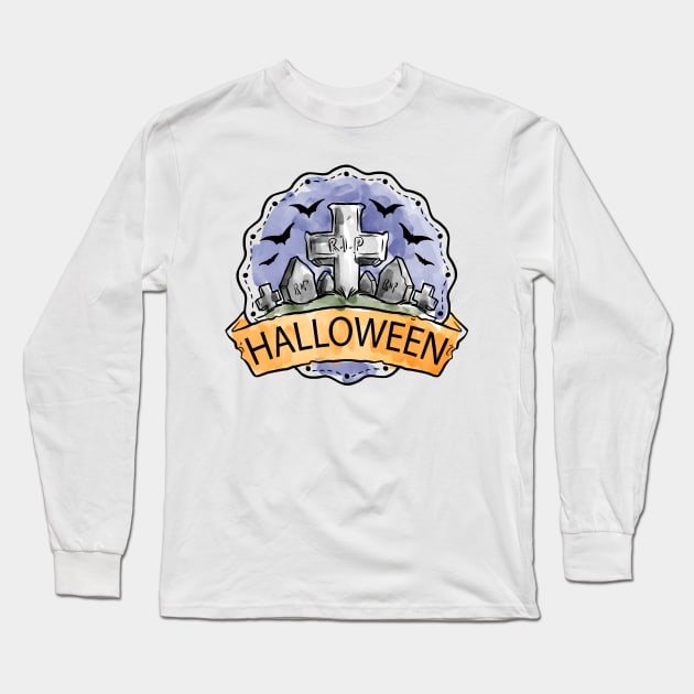 Halloween Theme Long Sleeve T-Shirt by Mako Design 